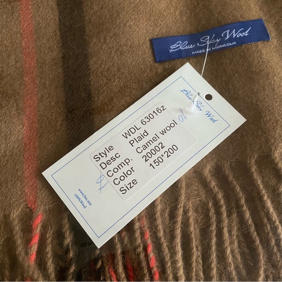 Blue Sky Wool Luxury Brand Mongolian Camel Wool Plaid made in Mongolia - Picture 10 of 10
